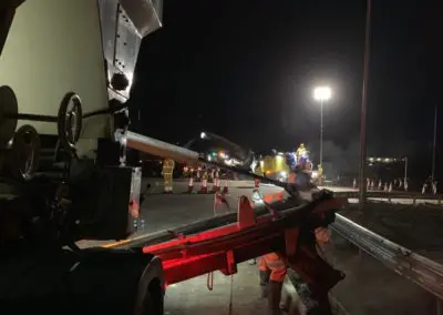 A Gills Mix Concrete mixer undertaking a night time concrete delivery for National Highways